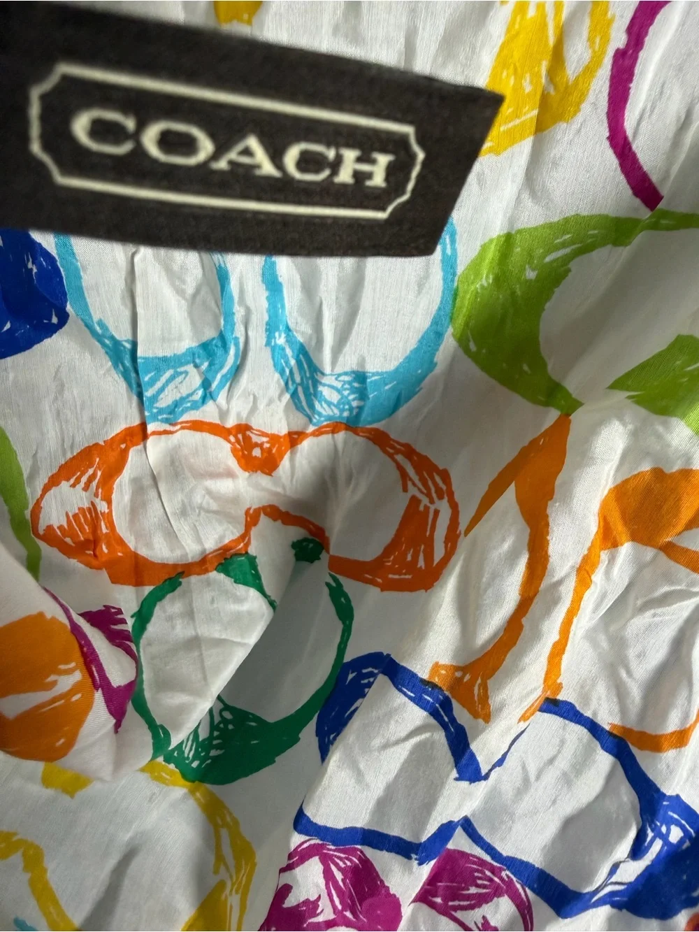 Coach Silk Blend Multicolor Print Square Scarf
